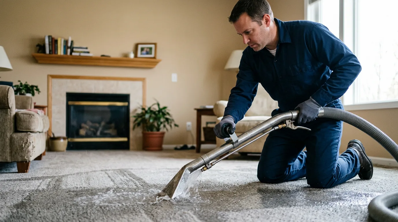 Water damage restoration technician working near Marathon, NY